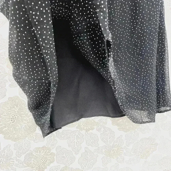 NWT Eloquii Polka Dot Ruffle Maxi Tank Dress Plus 16 Chiffon Black V neck - Picture 4 of 10